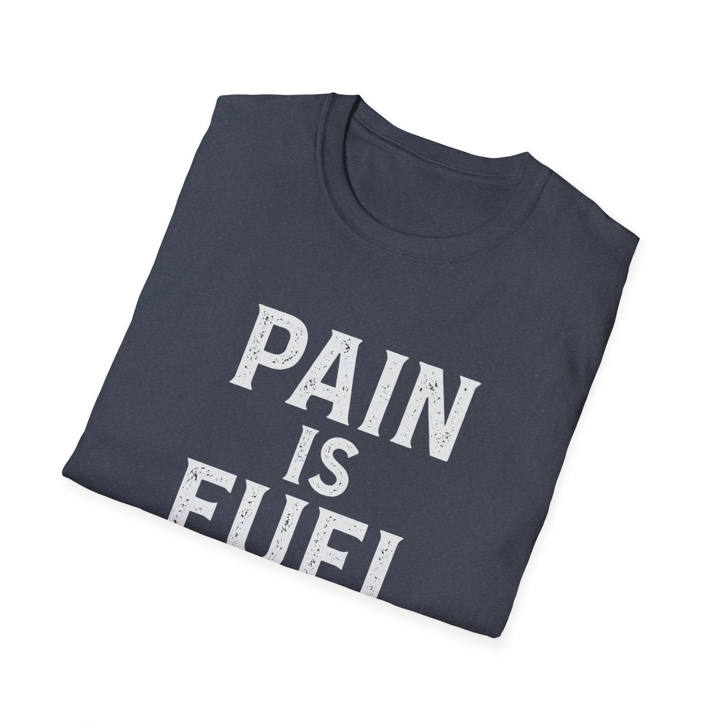 Motivational Skull T-Shirt, Unisex Softstyle Tee, Workout Apparel, Fitness Gift, Casual Wear, Pain is Fuel Design
