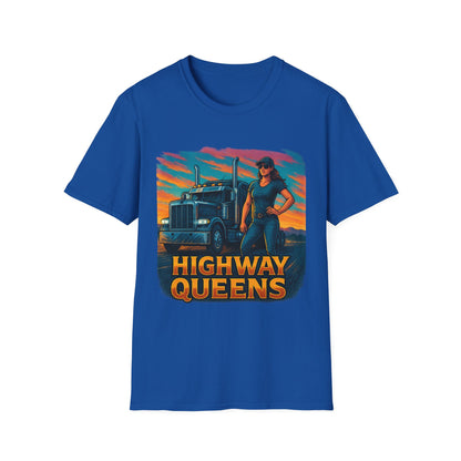 Highway Queens Unisex T-Shirt, Truck Driver Tee, Road Trip Shirt, Casual Gift, Women's Empowerment Apparel