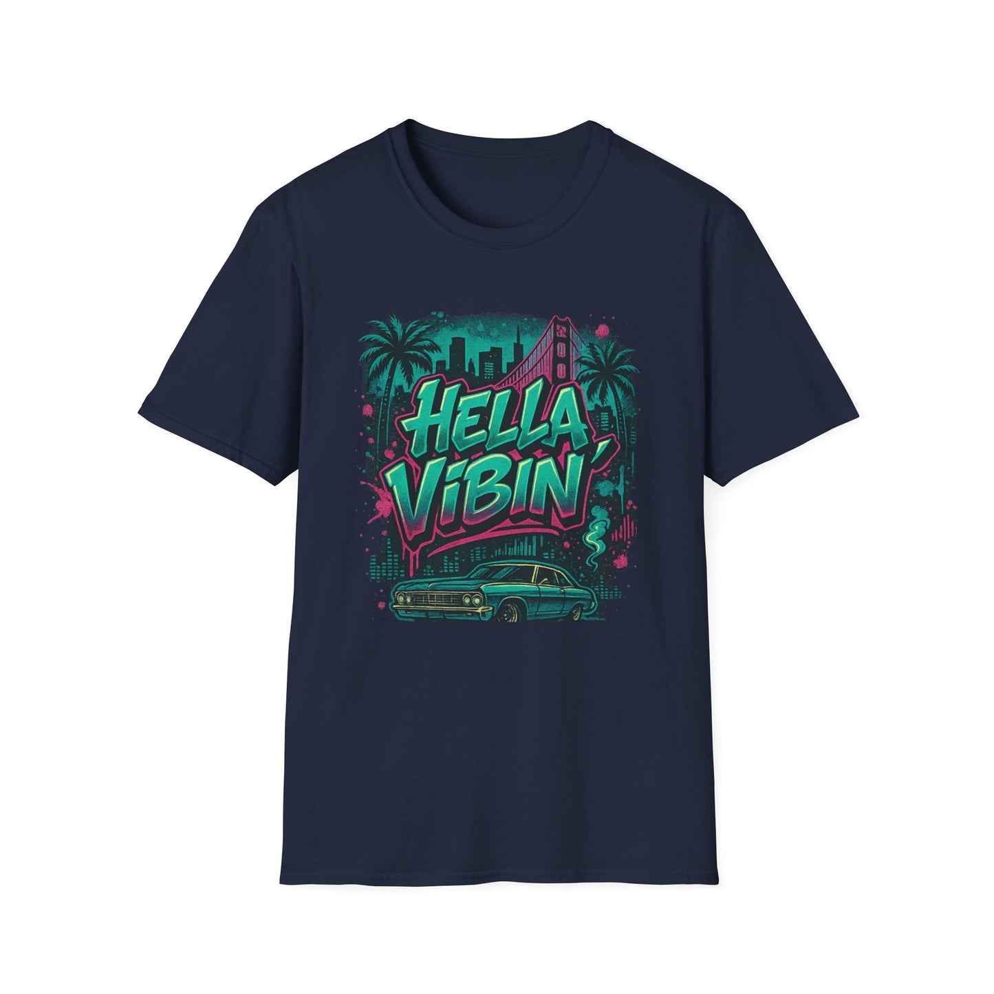 Hella Vibin' Unisex Softstyle T-Shirt, Summer Vibes, Festival Wear, Gift for Friends, Casual Lifestyle, Retro Design