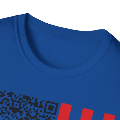 Patriotic QR Code Tee - Unisex Softstyle T-Shirt, Summer Wear, 4th of July, Casual Style, Graphic Tee, Gift Idea