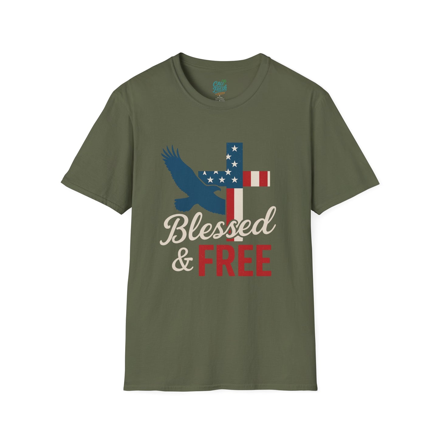 Blessed & Free Unisex T-Shirt | Inspirational American Flag Tee, Faith-Based Gift, Patriotic Apparel, Comfort Fit, Everyday Wear