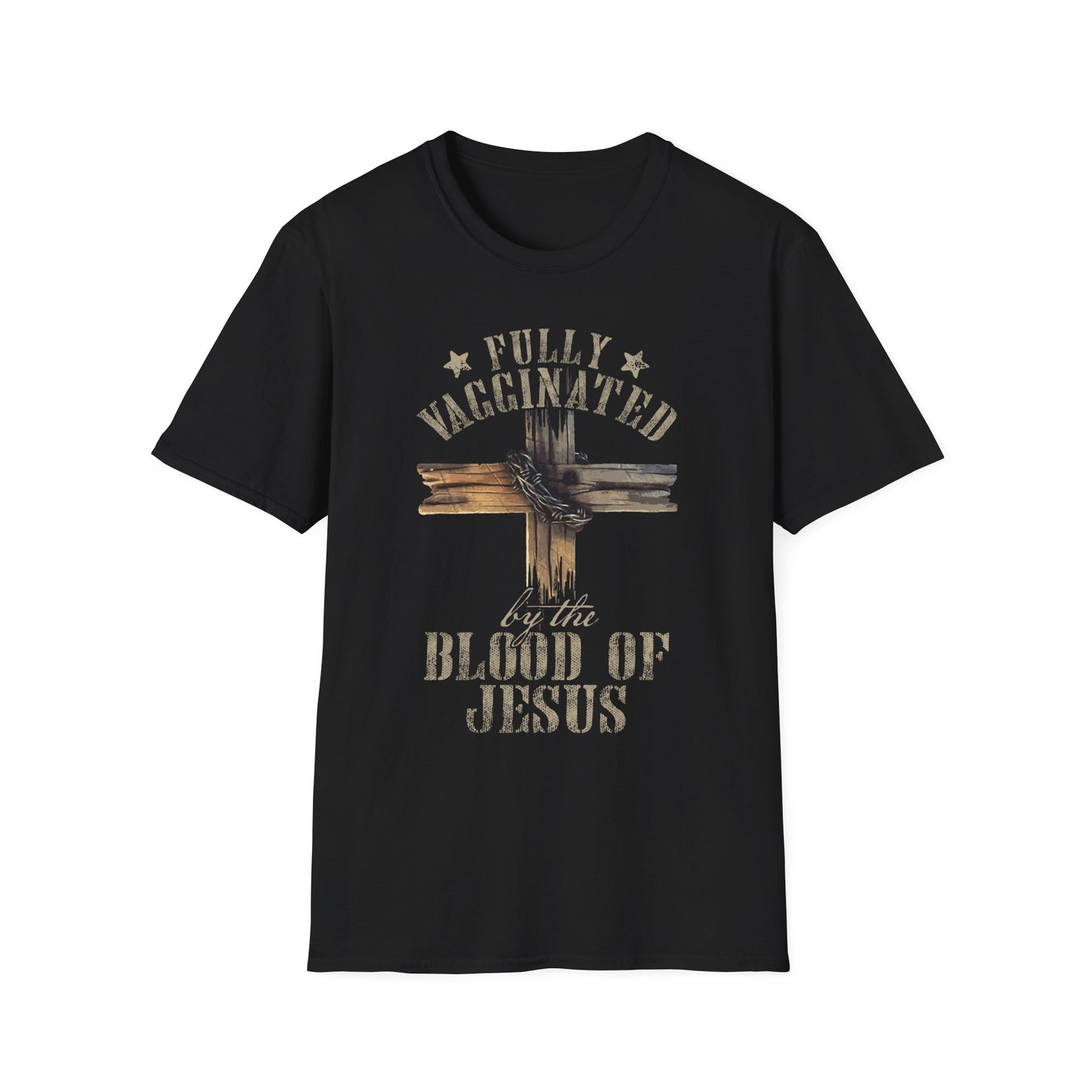 Faith-Inspired Unisex Softstyle T-Shirt, Inspirational Christian Tee, Fully Vaccinated by the Blood of Jesus, Religious Gift, Casual [...]