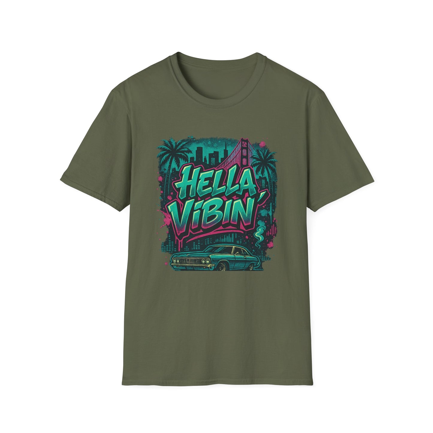 Hella Vibin' Unisex Softstyle T-Shirt, Summer Vibes, Festival Wear, Gift for Friends, Casual Lifestyle, Retro Design