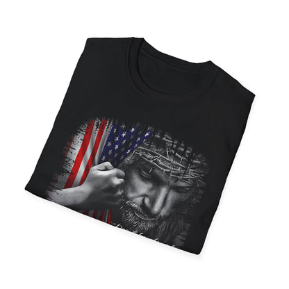 Patriotic Graphic T-Shirt - Unisex Softstyle Tee, Faith-Inspired Apparel, 4th of July, Memorial Day, Inspirational Gift