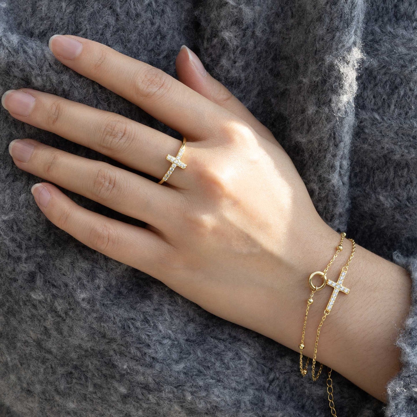 Gold Layered Cross Bracelet