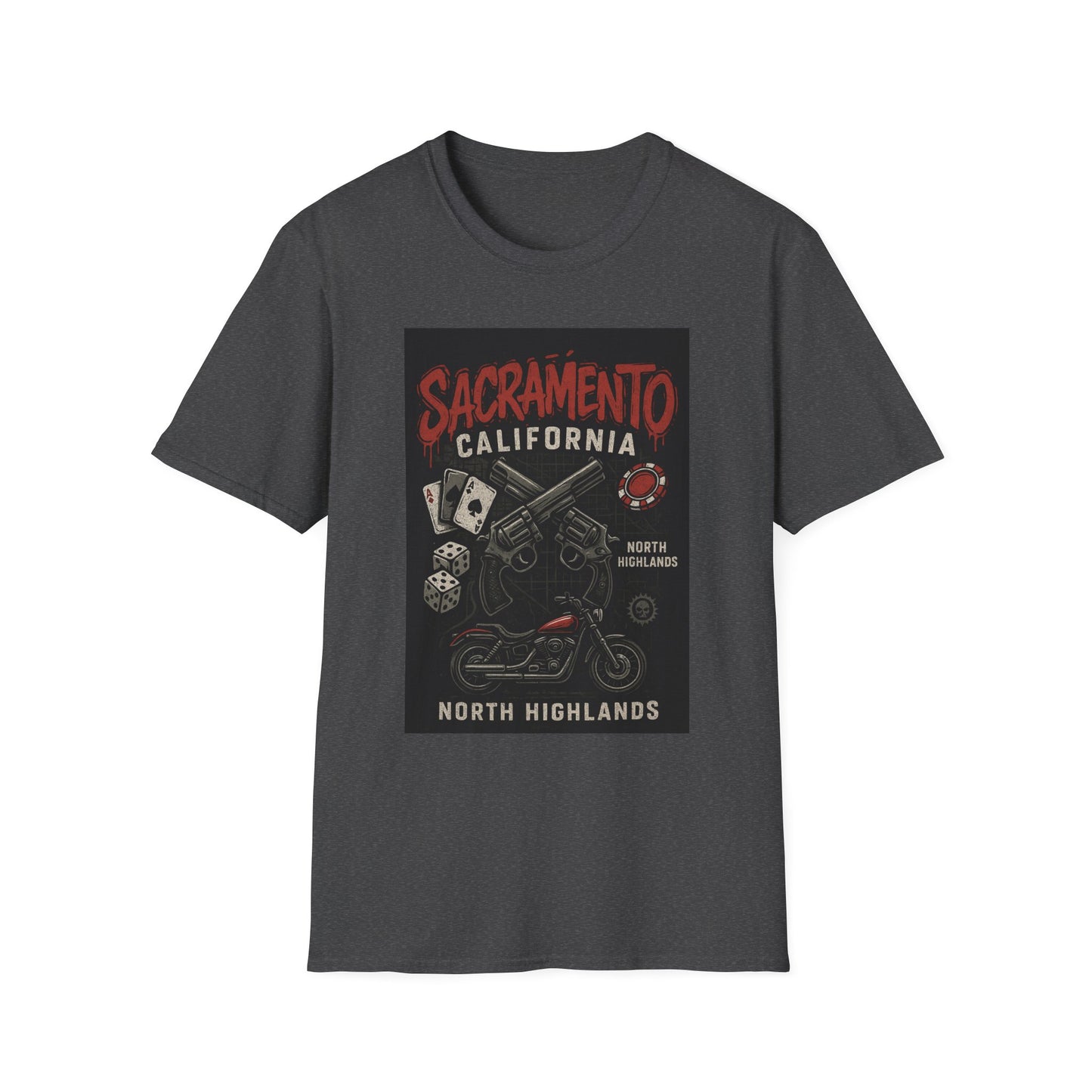 Sacramento Graphic Tee - Unisex Softstyle T-Shirt, California Apparel, Cool Casual Wear, Gift for Gamblers, Vintage Design