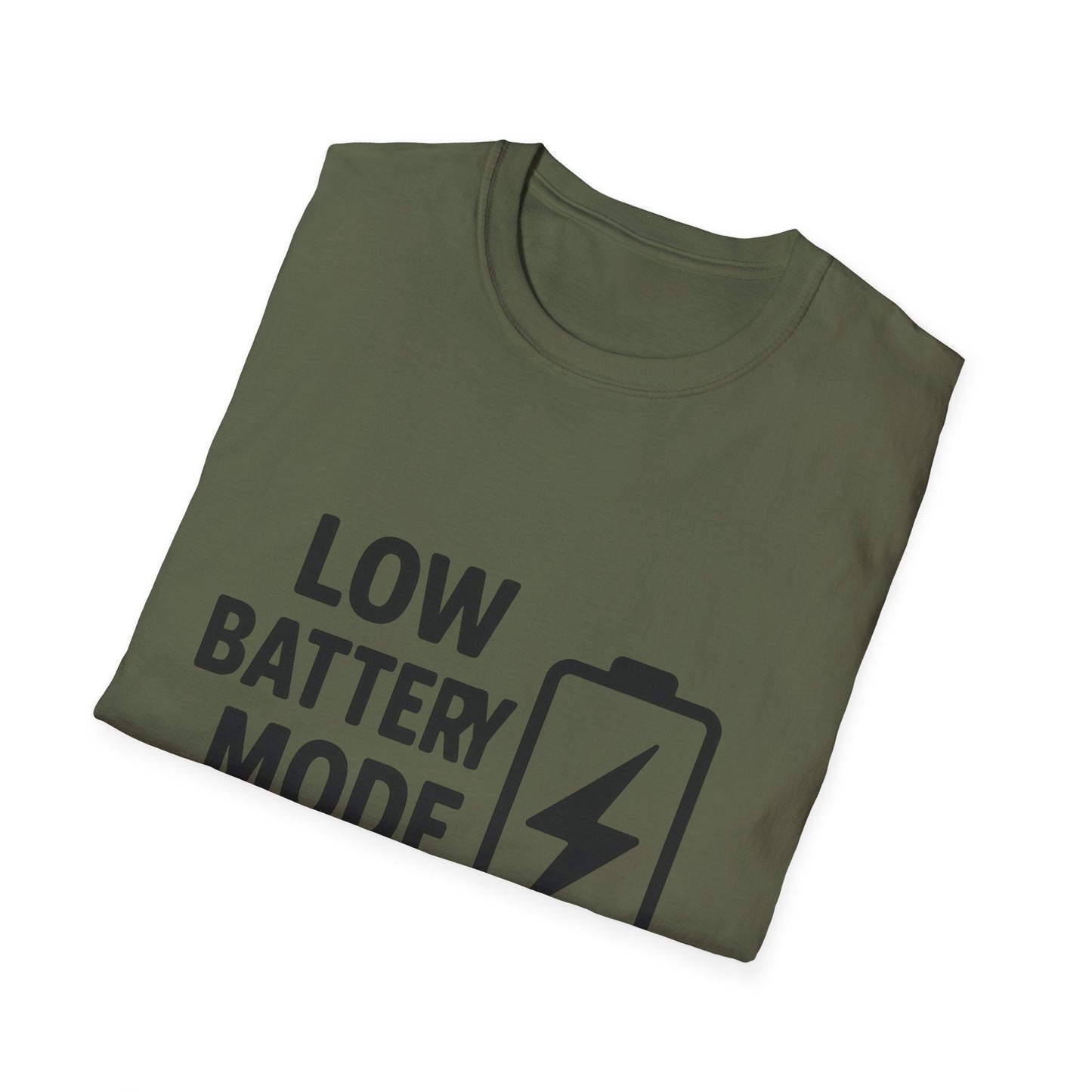 Low Battery Mode Unisex Softstyle T-Shirt, Gift for Tech Lovers, Casual Wear, Funny Tee, Great for Birthdays, Geek Culture
