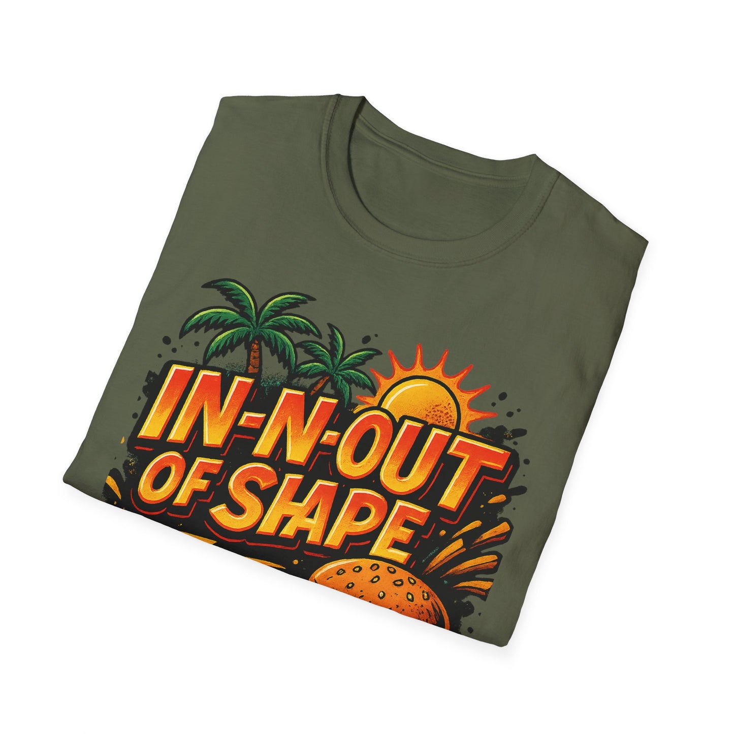 In-N-Out of Shape T-Shirt, Fun Graphic Tee, Perfect Gift for Food Lovers, Casual Wear, Summer Style