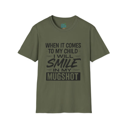 Humorous Parenting T-Shirt - "Smile in My Mugshot" - Gift for Moms, Funny Tee, Unisex Shirt, Casual Wear, Birthday Present