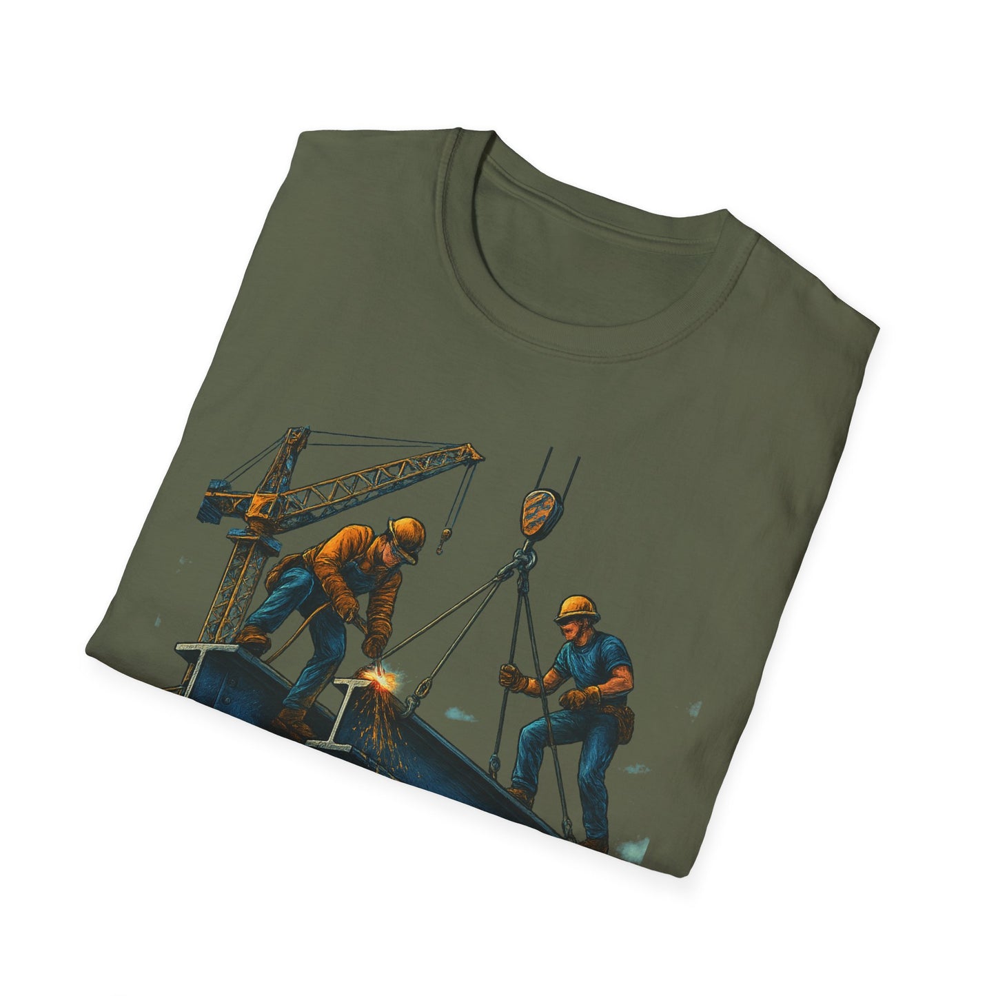 Steel Titans Unisex Softstyle T-Shirt | Construction Work Tee, Gift for Builders, Father's Day Shirt, Casual Workwear, Unique Graphic Tee