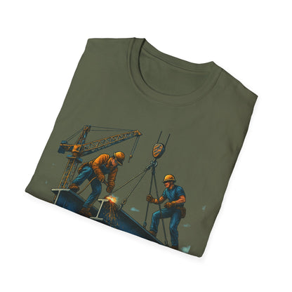 Steel Titans Unisex Softstyle T-Shirt | Construction Work Tee, Gift for Builders, Father's Day Shirt, Casual Workwear, Unique Graphic Tee