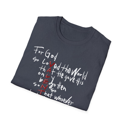 Faith-Inspired Unisex Softstyle T-Shirt - John 3:16 Love Graphic