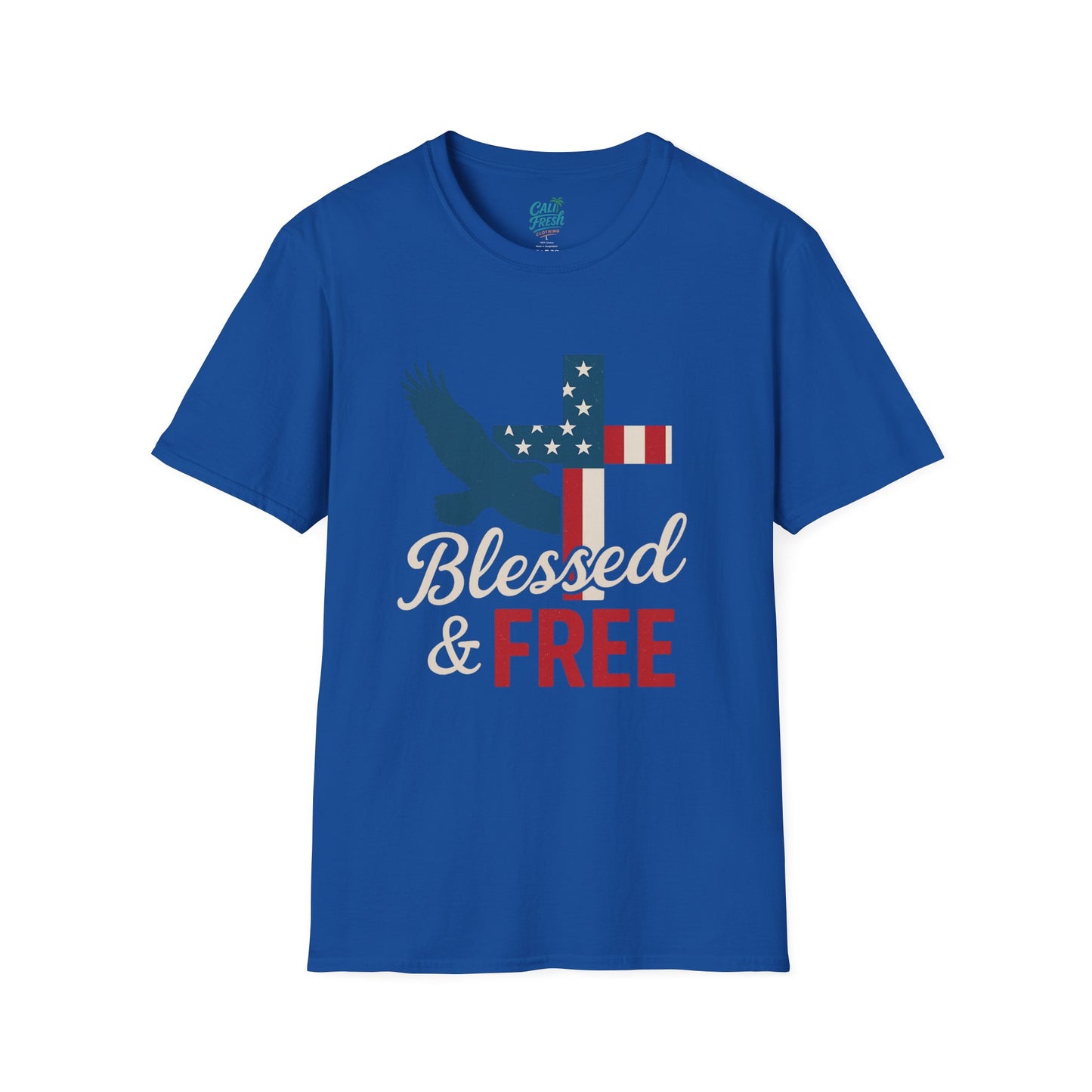 Blessed & Free Unisex T-Shirt | Inspirational American Flag Tee, Faith-Based Gift, Patriotic Apparel, Comfort Fit, Everyday Wear
