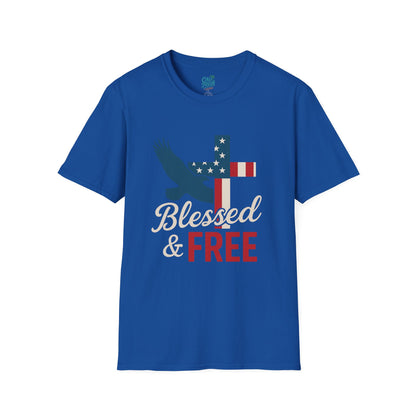 Blessed & Free Unisex T-Shirt | Inspirational American Flag Tee, Faith-Based Gift, Patriotic Apparel, Comfort Fit, Everyday Wear