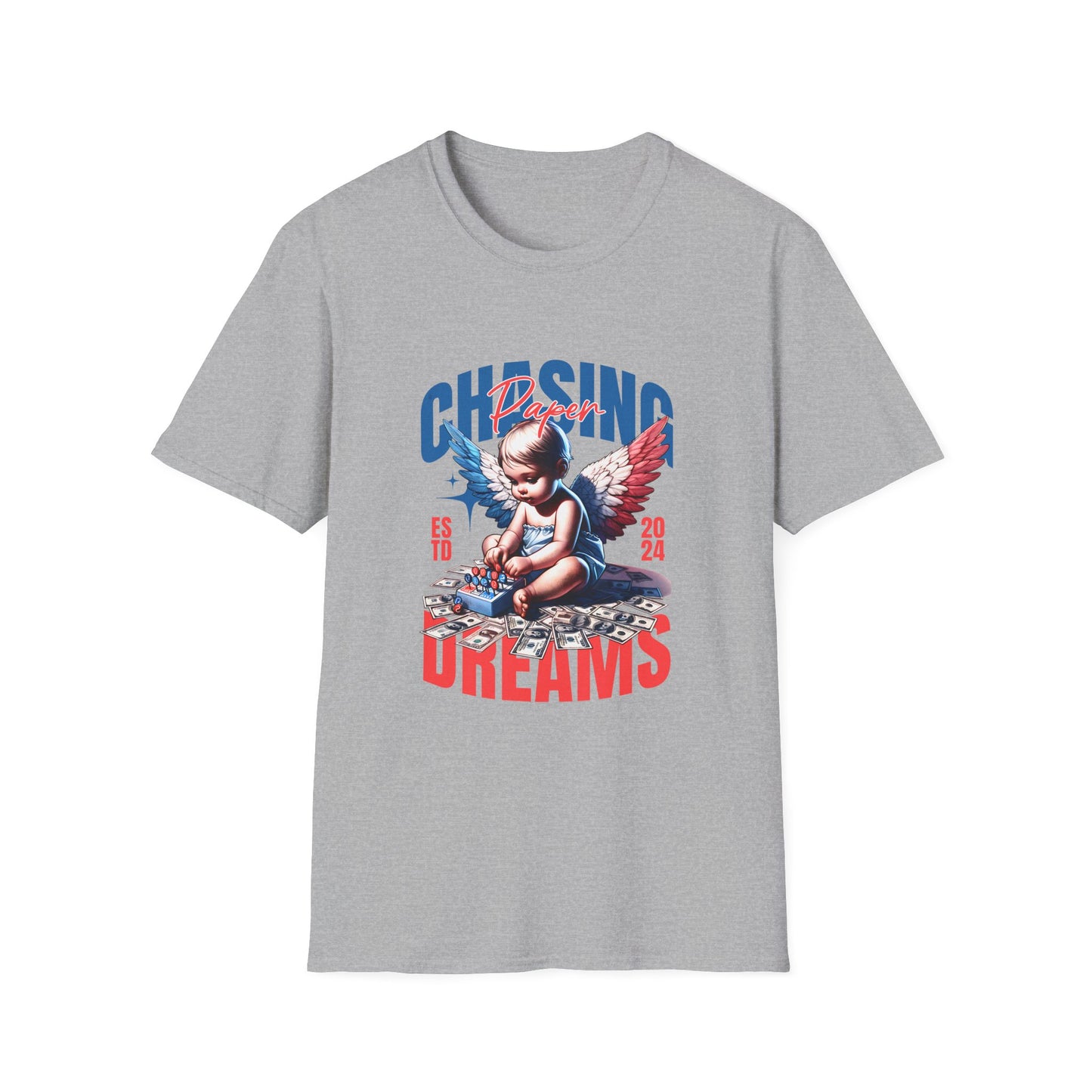 Chasing Dreams Unisex Softstyle T-Shirt, Motivational Tee, Gift for Dreamers, Casual Wear, Inspirational Apparel, Creative Spirit