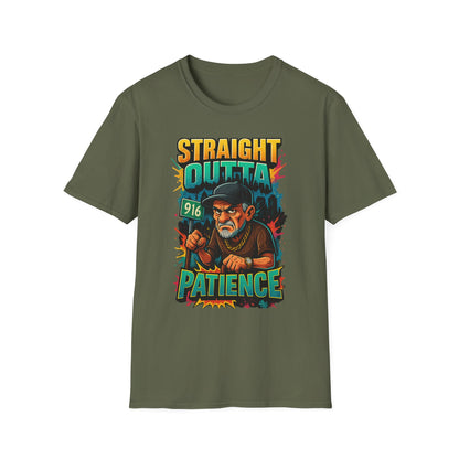 Straight Outta Patience Unisex T-Shirt - Funny Graphic Tee for Men and Women, Gift for Birthdays, Anniversaries, Casual Wear, Humor Fashion