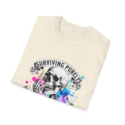 Surviving Purely Out of Spite T-Shirt | Inspirational Graphic Tee, Gift for Friends, Cool Casual Wear, Artistic Skull Design