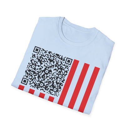 Patriotic QR Code Tee - Unisex Softstyle T-Shirt, Summer Wear, 4th of July, Casual Style, Graphic Tee, Gift Idea