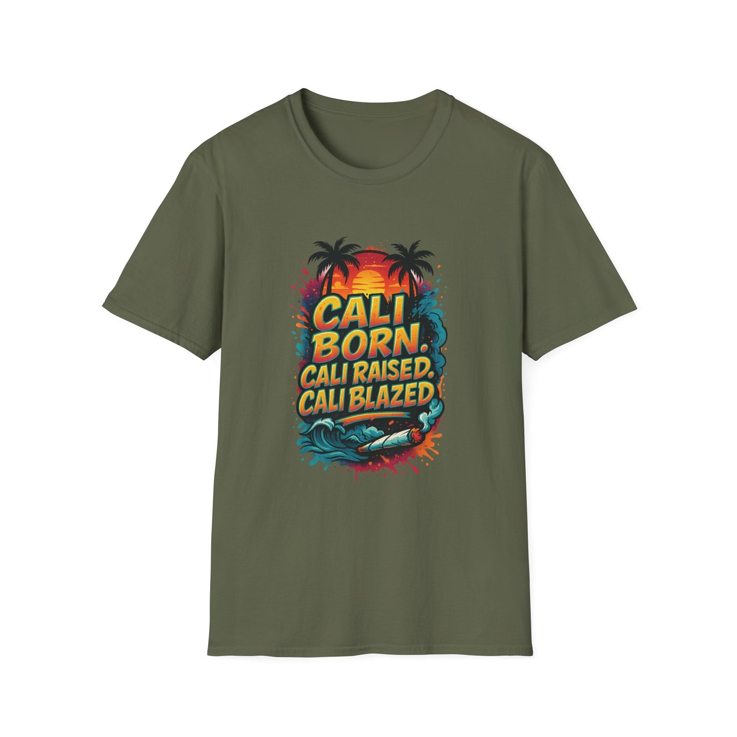 Cali Born Unisex Softstyle T-Shirt, California Pride Tee, Beach Vibes Shirt, Summer Casual Wear, Gift for Travel Lovers