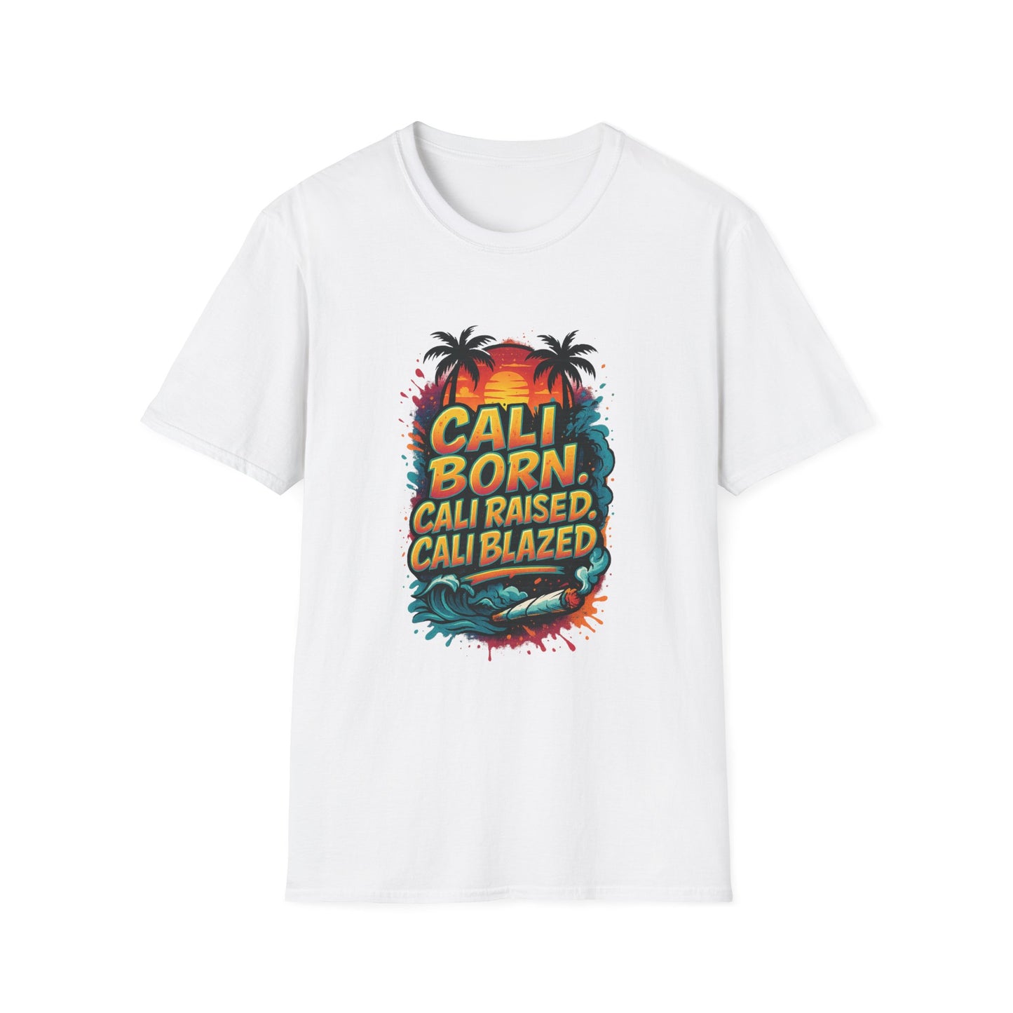 Cali Born Unisex Softstyle T-Shirt, California Pride Tee, Beach Vibes Shirt, Summer Casual Wear, Gift for Travel Lovers