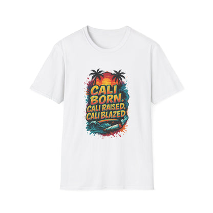 Cali Born Unisex Softstyle T-Shirt, California Pride Tee, Beach Vibes Shirt, Summer Casual Wear, Gift for Travel Lovers