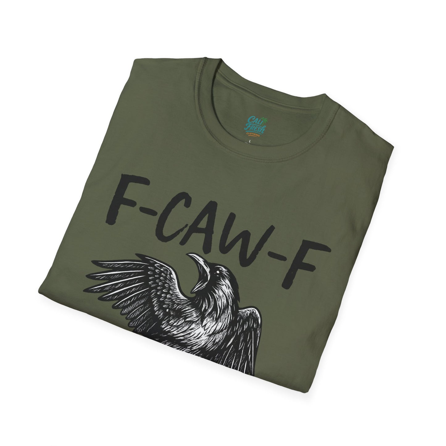 F-Caw-F Unisex Softstyle T-Shirt, Casual Graphic Tee, Gift for Bird Lovers, Unique Nature Shirt, Funny Animal Apparel