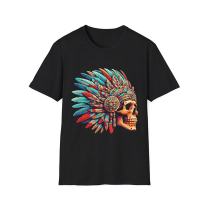 Colorful Skull Native American Headdress T-Shirt, Boho Tee, Festival Wear, Unisex Graphic Top, Unique Gift for Him/Her
