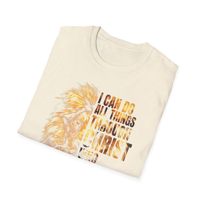 Faith-Inspired Lion T-Shirt, Christian Apparel, Inspirational Quote Shirt, Gifts for Believers, Motivational Tee