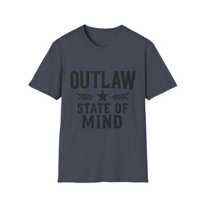 Unisex Outlaw State of Mind T-Shirt, Casual Tee, Gift for Rebels, Comfy Shirt, Festival Wear, Statement Apparel
