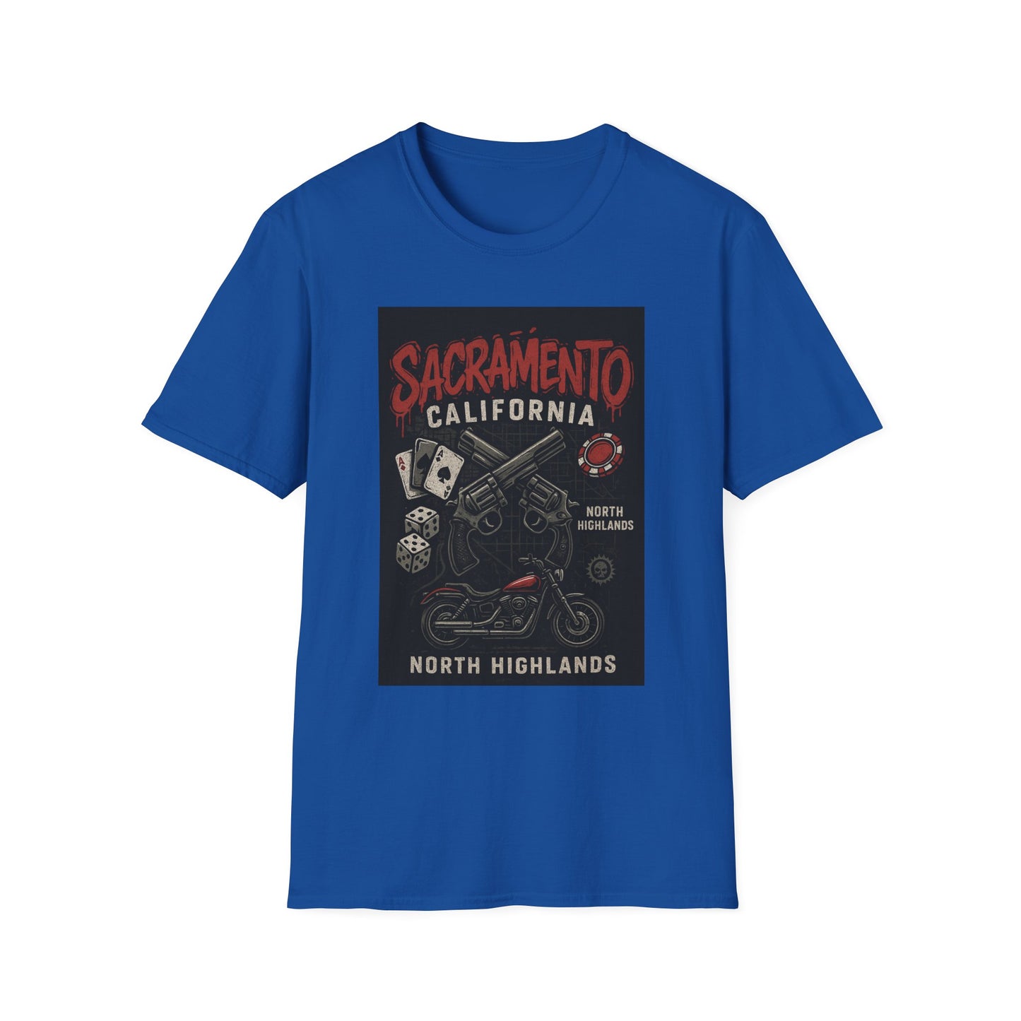 Sacramento Graphic Tee - Unisex Softstyle T-Shirt, California Apparel, Cool Casual Wear, Gift for Gamblers, Vintage Design