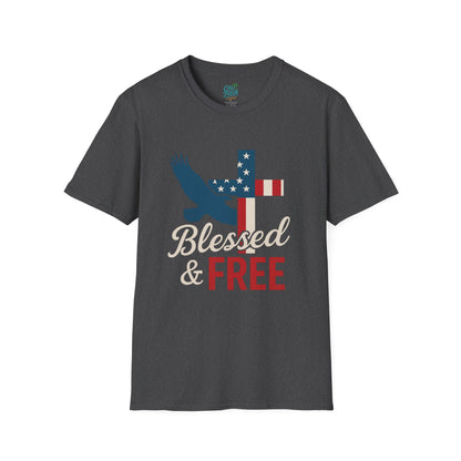 Blessed & Free Unisex T-Shirt | Inspirational American Flag Tee, Faith-Based Gift, Patriotic Apparel, Comfort Fit, Everyday Wear