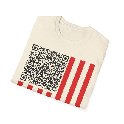 Patriotic QR Code Tee - Unisex Softstyle T-Shirt, Summer Wear, 4th of July, Casual Style, Graphic Tee, Gift Idea