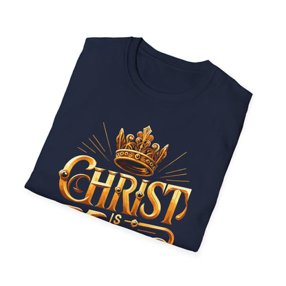 Christ is King Graphic T-Shirt, Faith-Based Tee, Unisex Softstyle Shirt, Christian Apparel, Inspirational Gift for Holidays