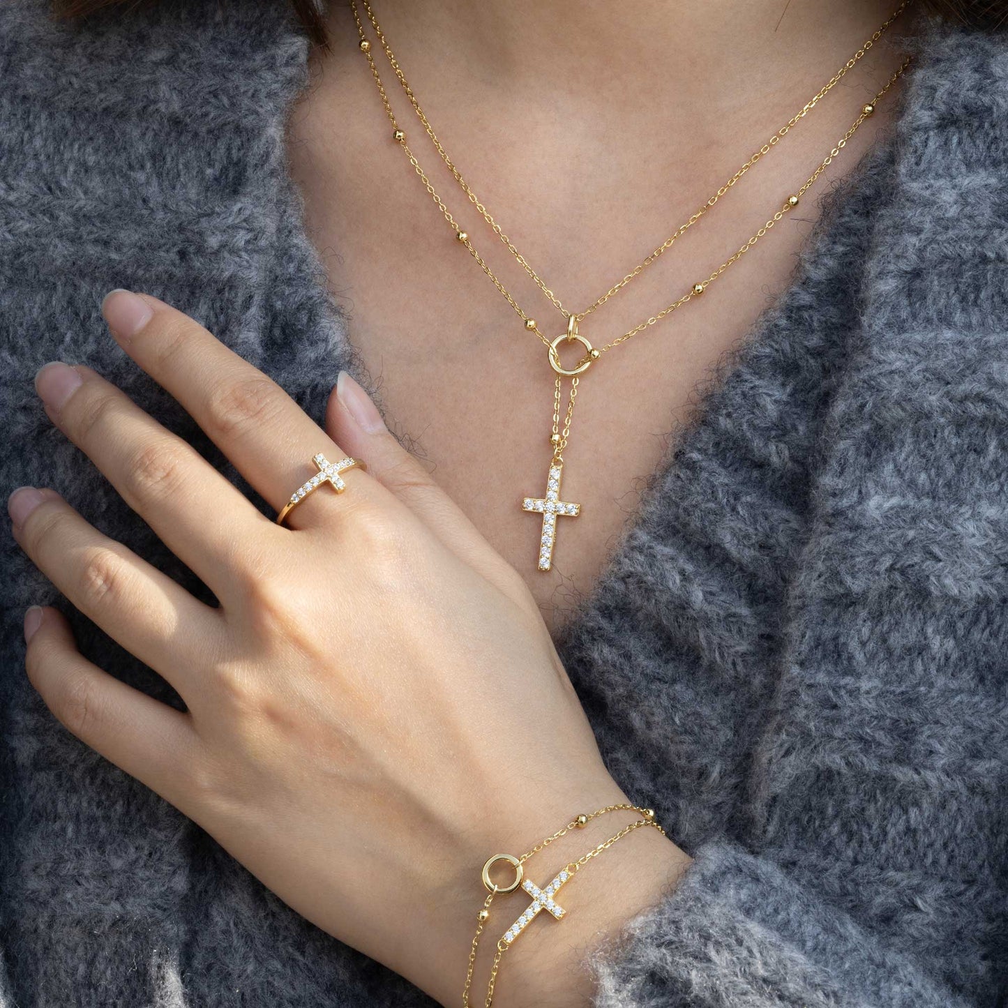 Gold Layered Cross Bracelet