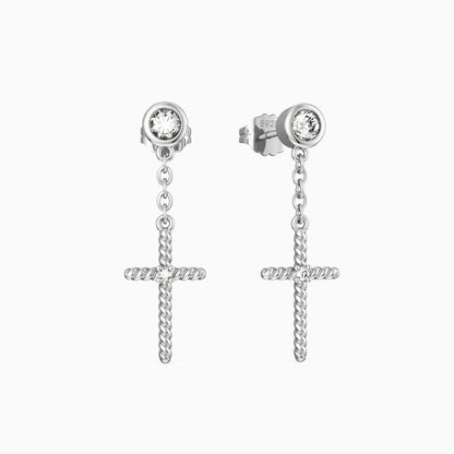 Cord Cross Dangle Earrings