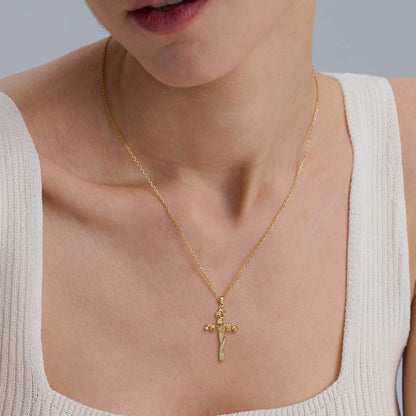 Floral Cross May Lily of the Valley Birth Flower Necklace